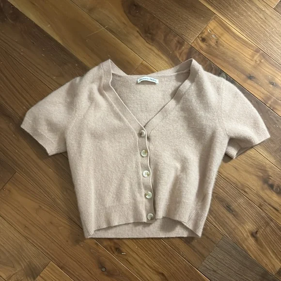 Reformation Cashmere V-Neck Short Sleeve Cardigan - Picture 5 of 6